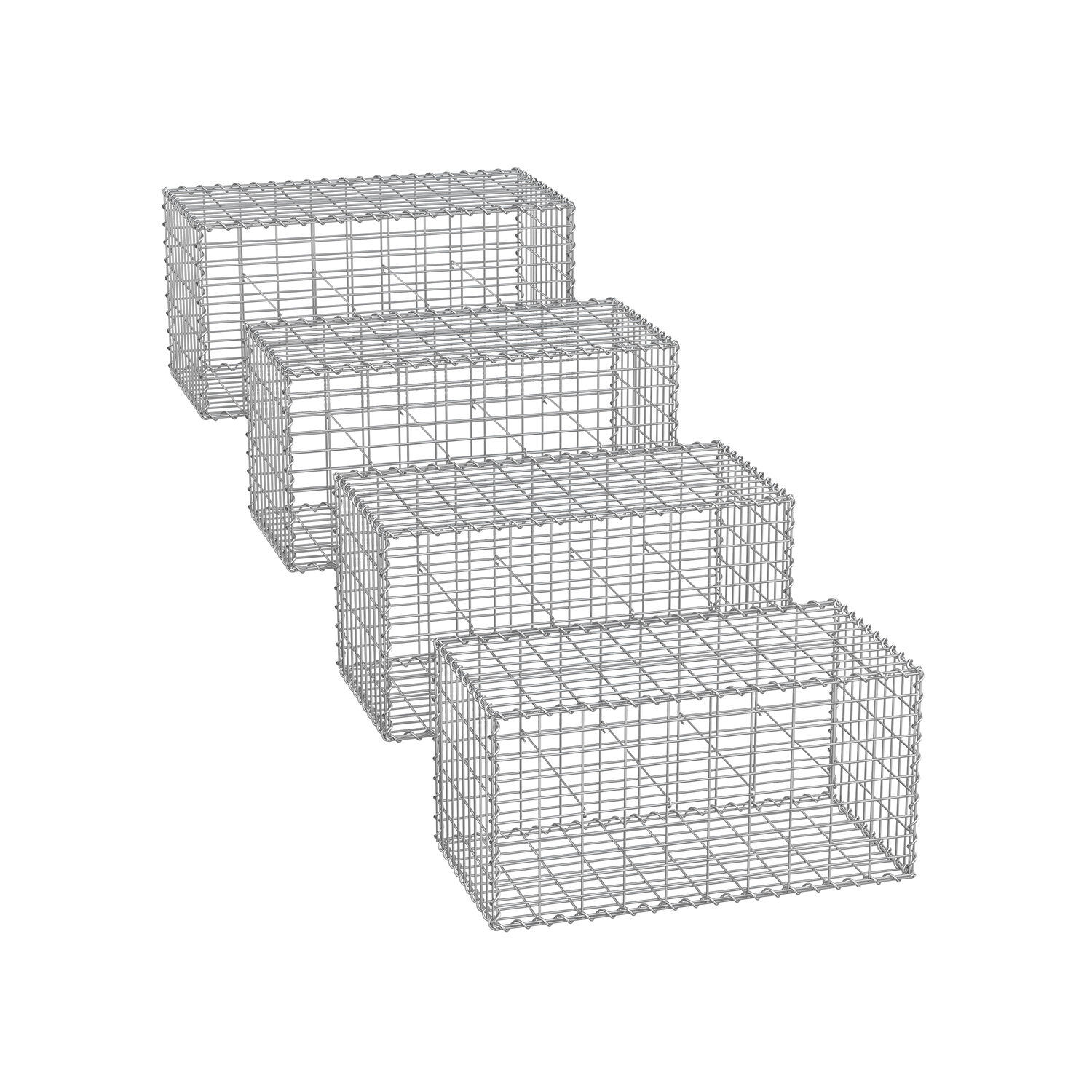 Gabion, 100x50x50 cm, Sølv