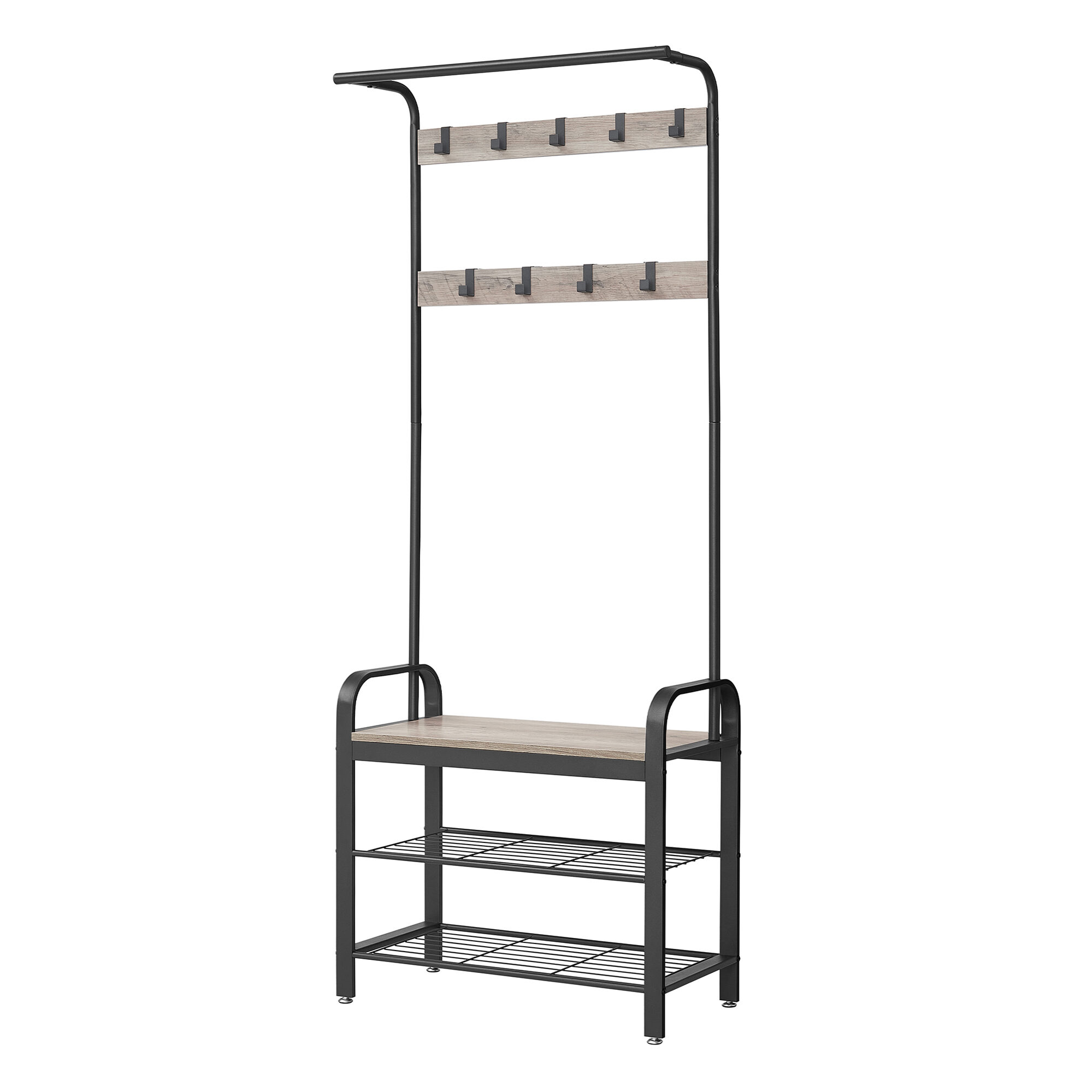 Klesstativ med skobenk, 33,7x72x183 cm, Greige