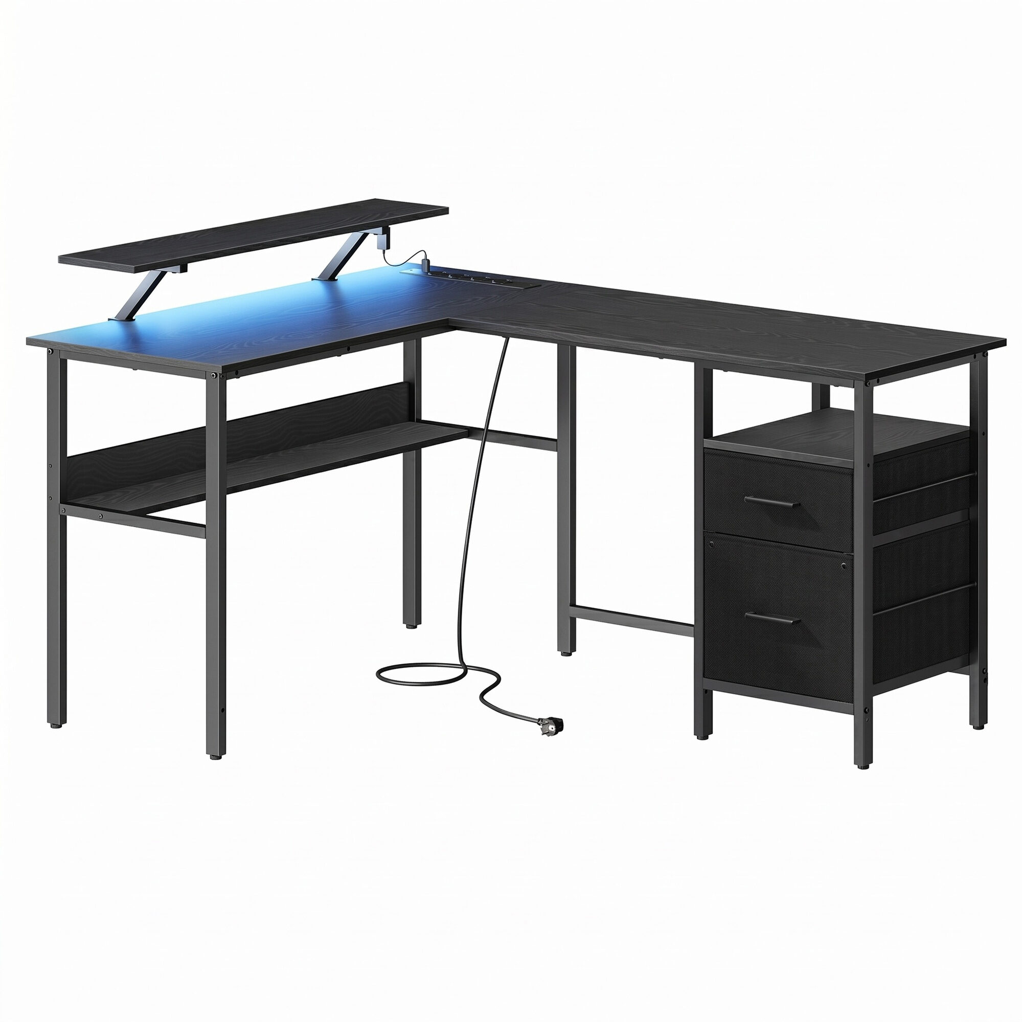 Hörnskrivbord, 150x120x76 cm, Svart
