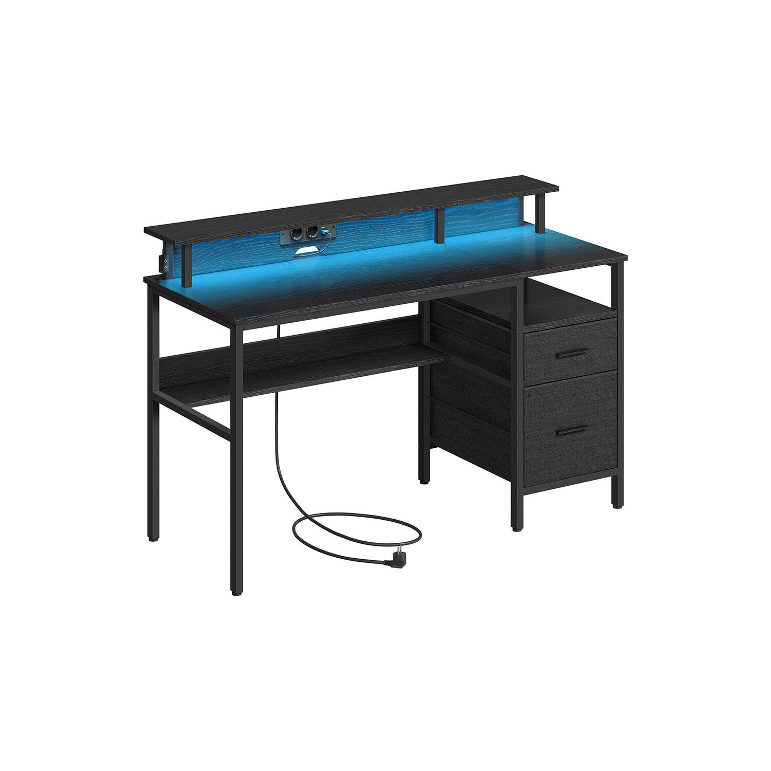 Skrivebord med skuffer, 55x135x90 cm, sort