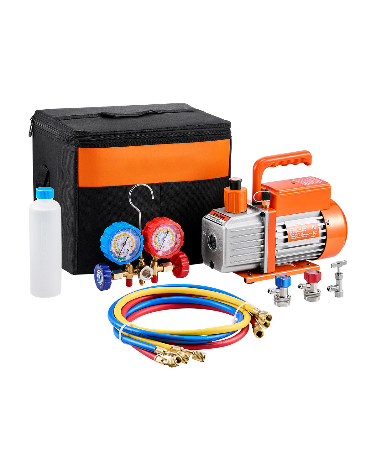 Vakuumpump och manometer-set, 27.5x12x22.5 cm, HVAC kylteknik