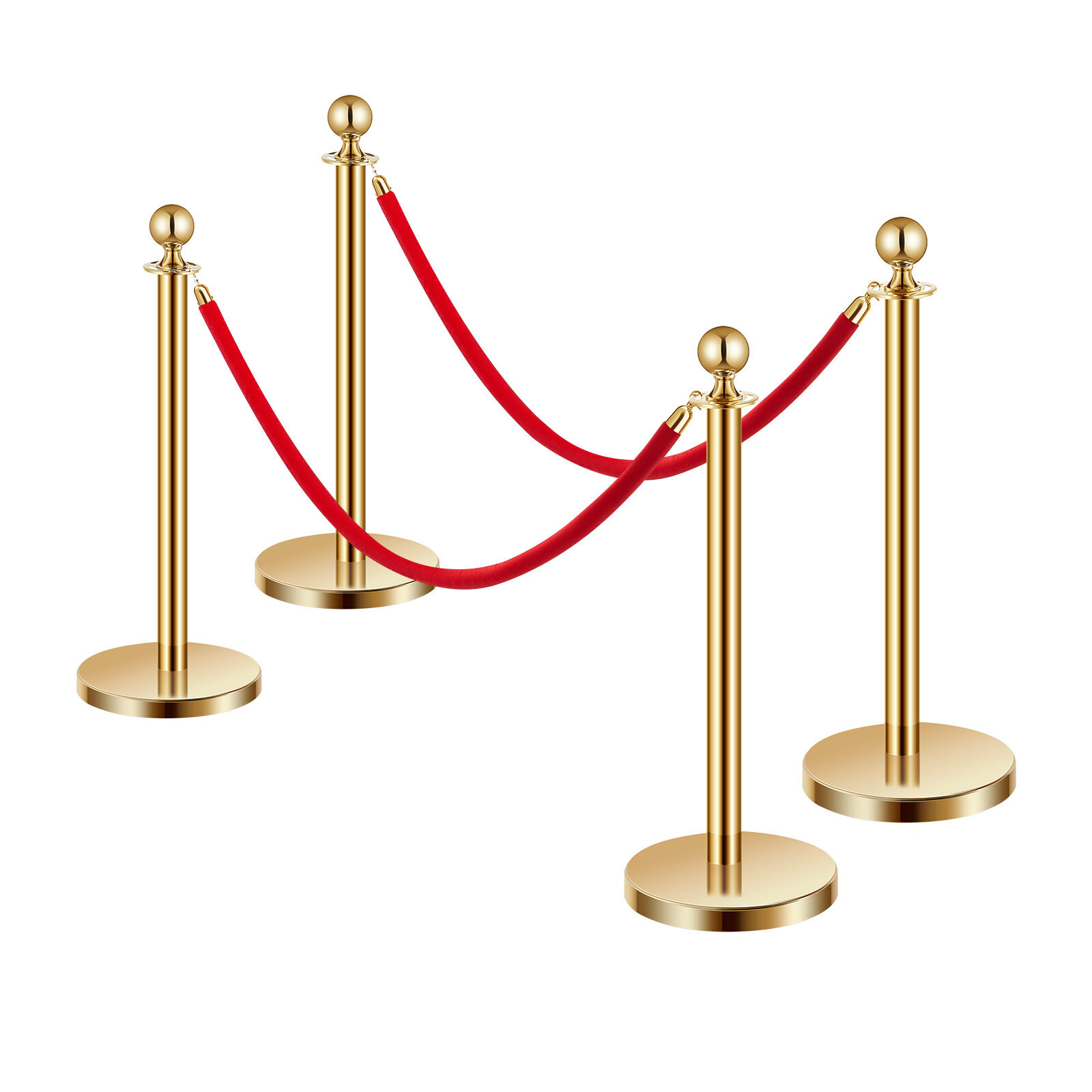 Avspärrningsstolpe set, 4 delar, 320x890 mm, Guld, Rostfritt stål