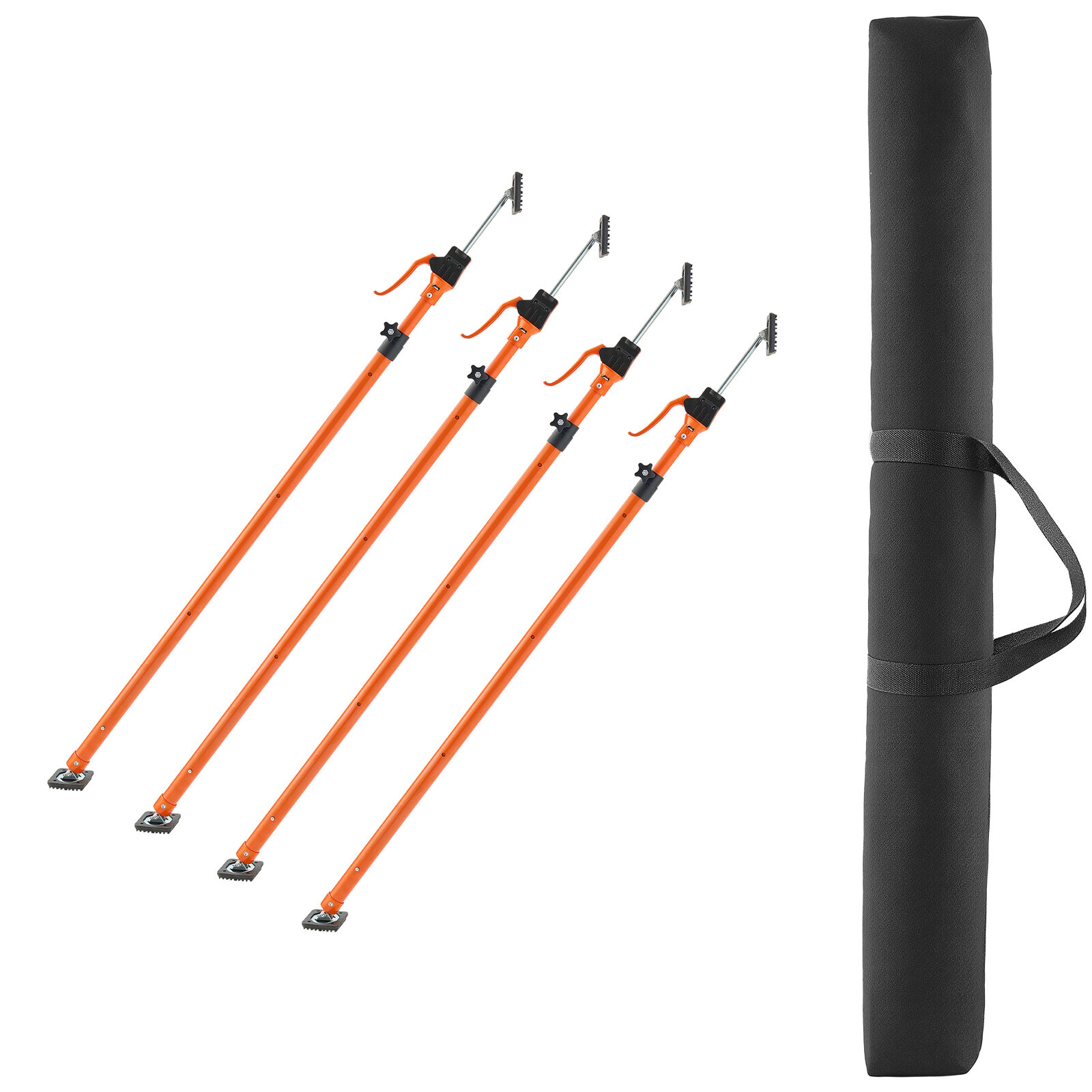 Støttestang, teleskopisk justerbar 125x291 cm stål, 4-pak