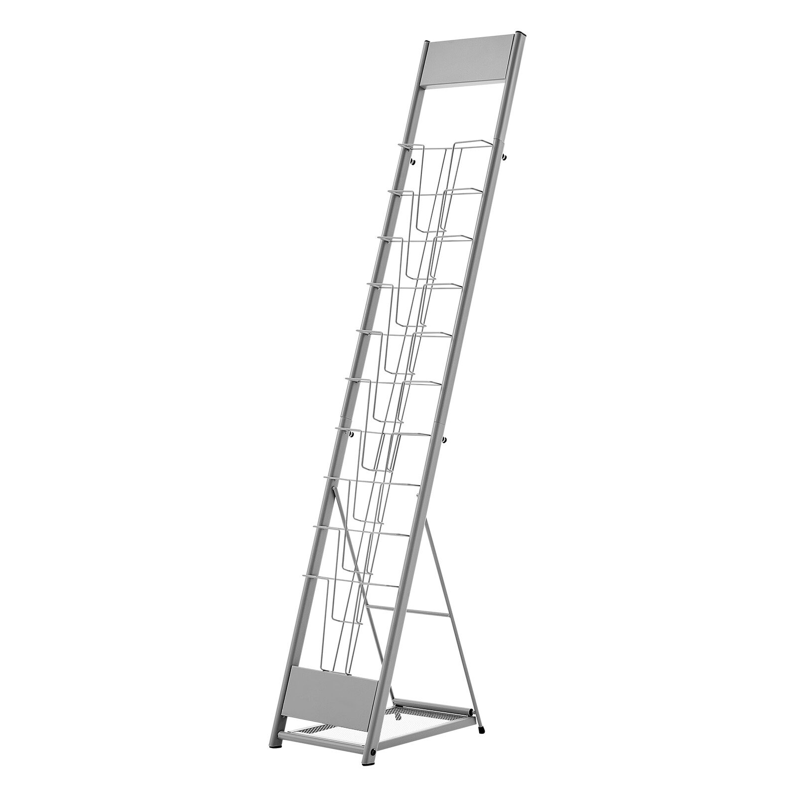 Brochure Display Rack, 260x370x1415 mm, Sølv, Metal