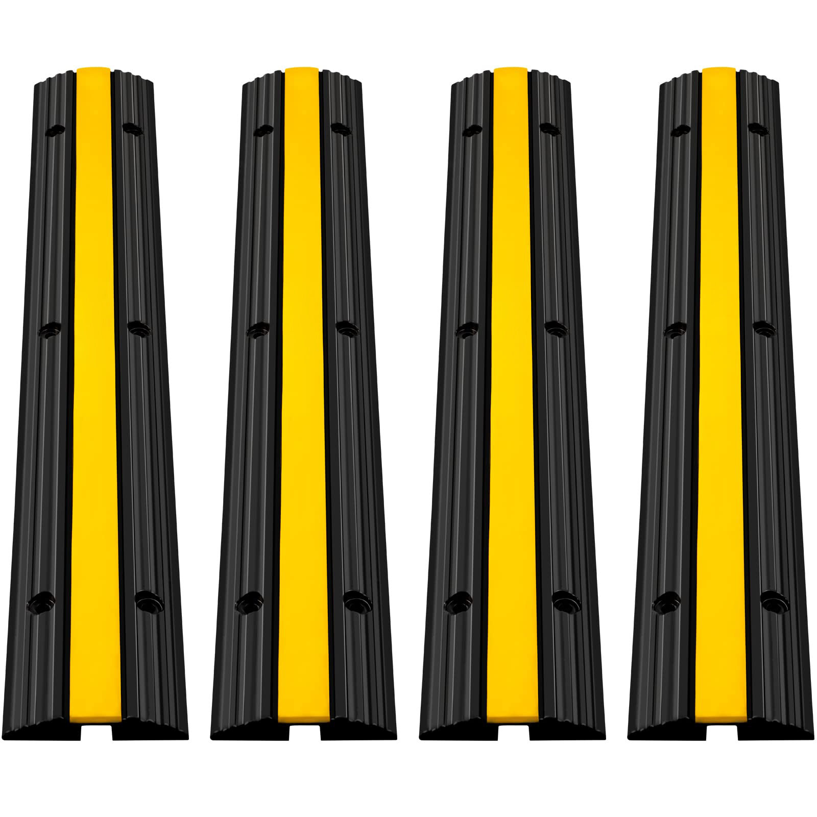 Kabelbeskytter rampe, 4-pak, 102x15,5x3 cm, sort gul, gummi