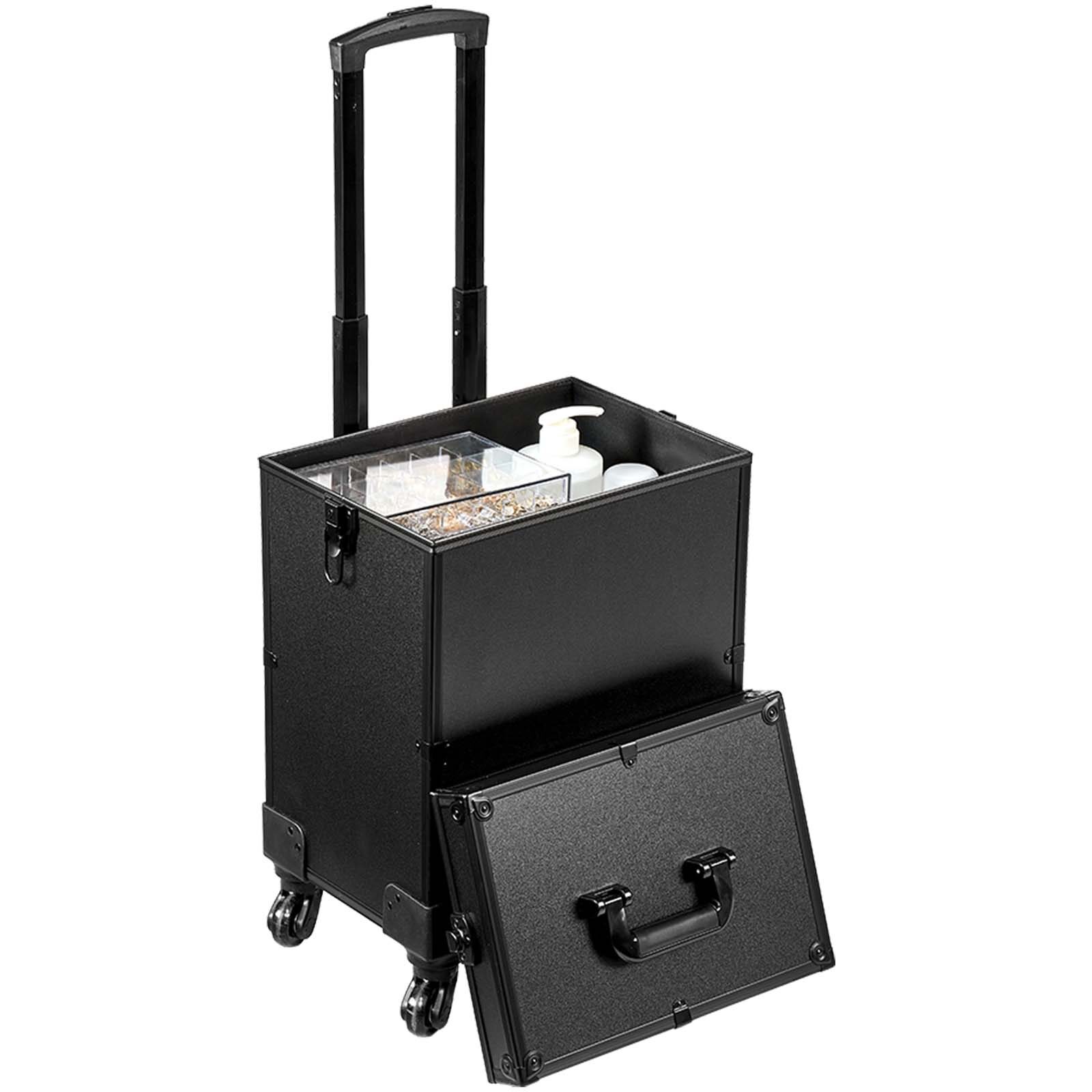 Makeup-tågkoffert, 35.3x25.3x74.5 cm, Svart, Aluminiumförvaring