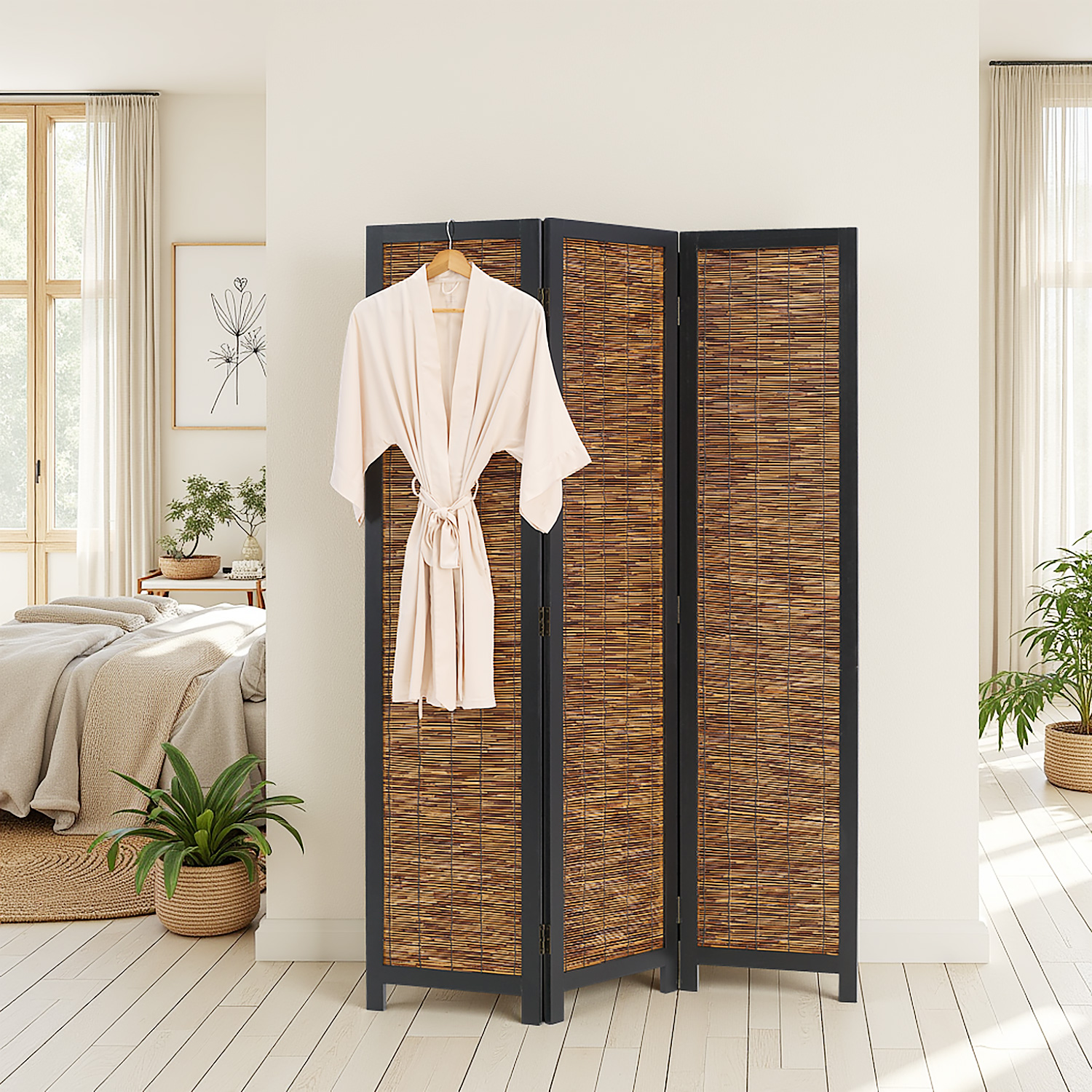 Rumsavdelare, Home, 120x2x170 cm, Svart och Brun